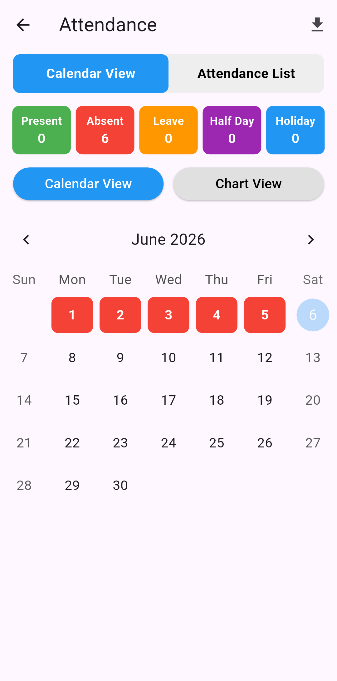 Attendance Calendar